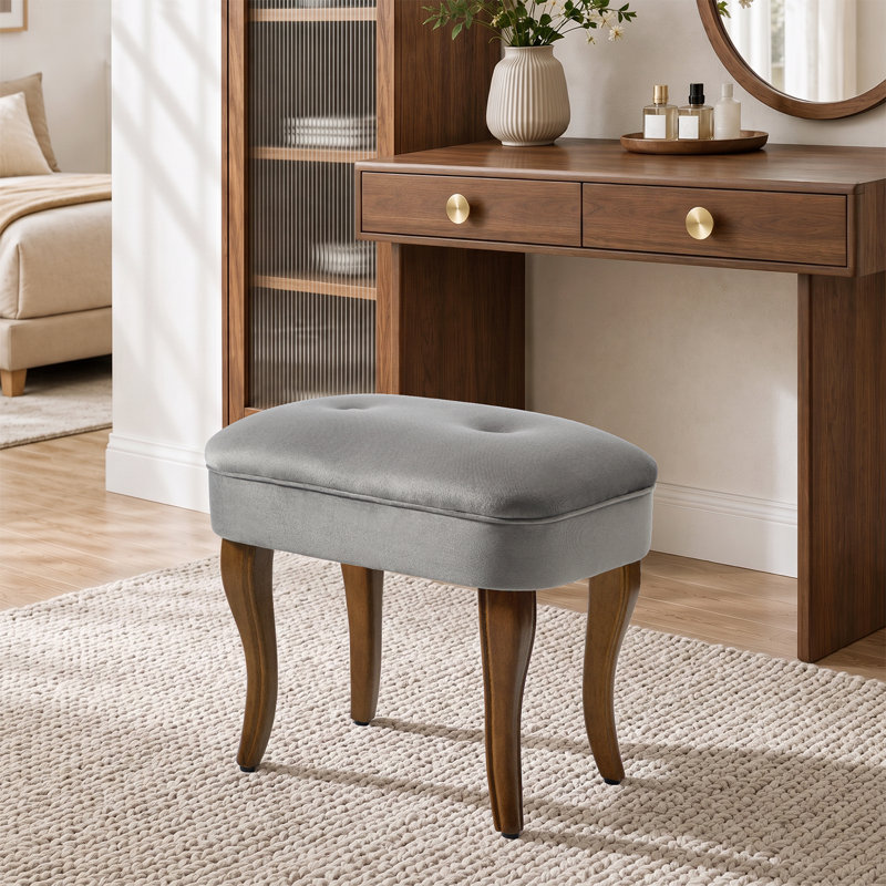 Chaise de coiffeuse en bois massif, Gris
