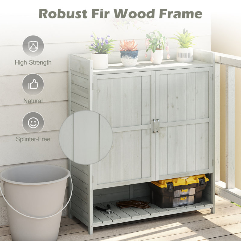 Wood Potting Bench, Grey