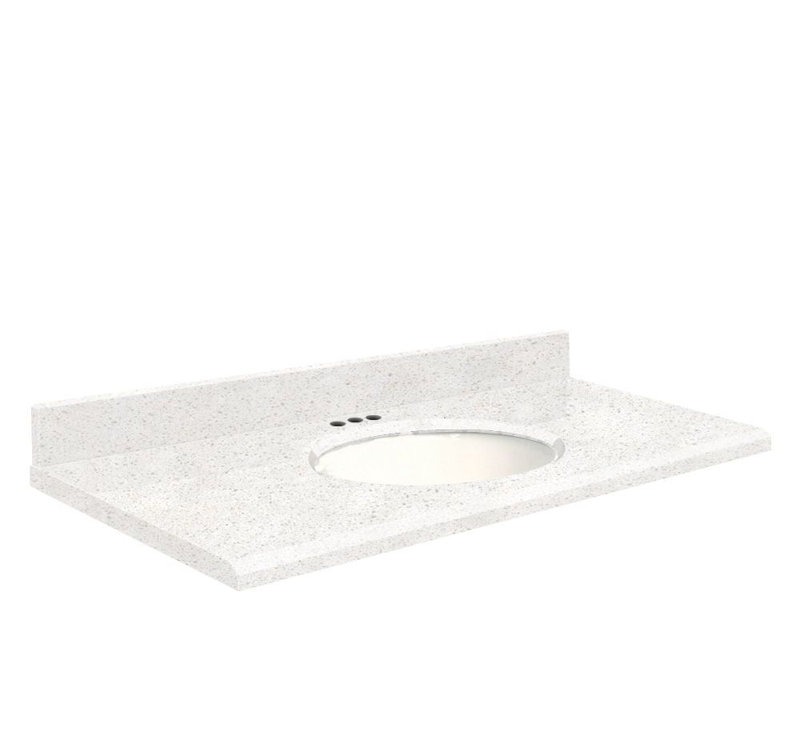 Dessus de salle de bain simple 49 po meuble-lavabo, Blanc, Centré de 8 pouces, Érable naturel / Blanc