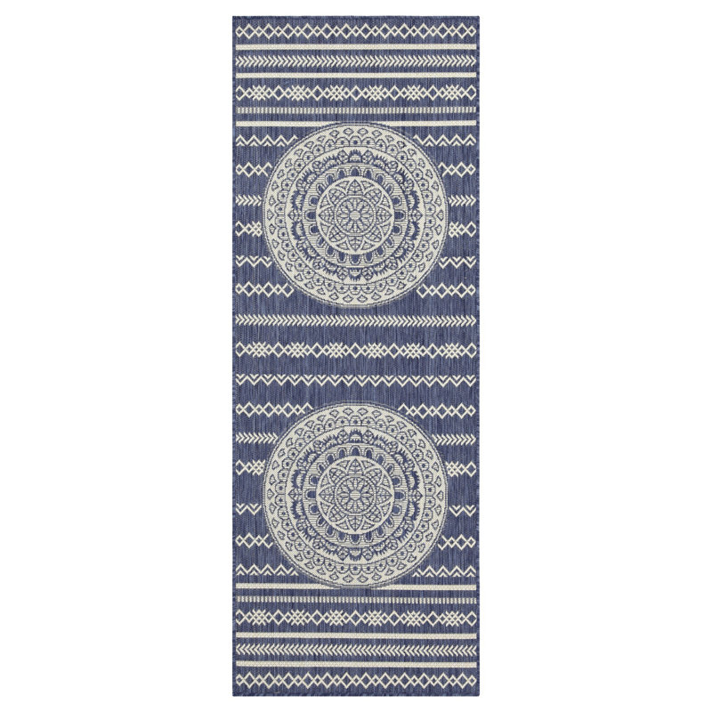 Tapis bleu intérieur / extérieur Sunshine, Rectangle 7 pi 10 po x 10 pi 3 po