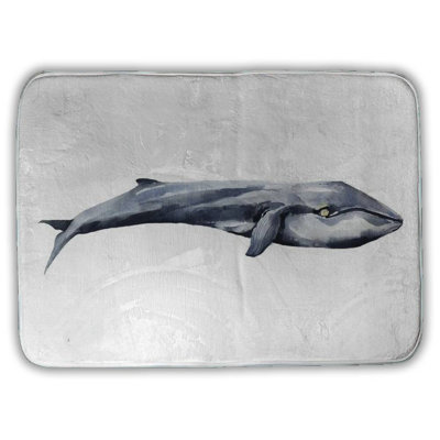 Watercolor whale Bath Mat with Non-Slip Backing - Quick Dry Memory Foam Bathroom Rug - Absorbent - Modern Plush Spa-Style - Machine Washable