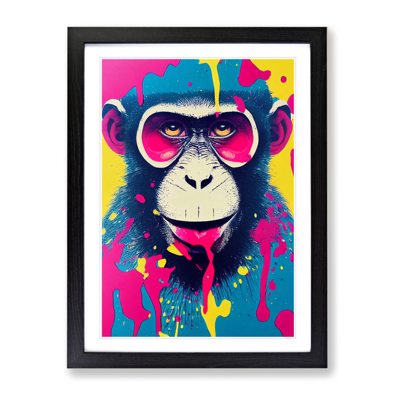 Painted Monkey No.3 Abstract - Single Picture Frame Print, Black Framed, 64cm H x 46cm W x 2cm D