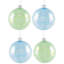 Boules de Noël en verre brillant avec gouttes de perles - 3 po (80 mm) - bleu et vert - 4 carats