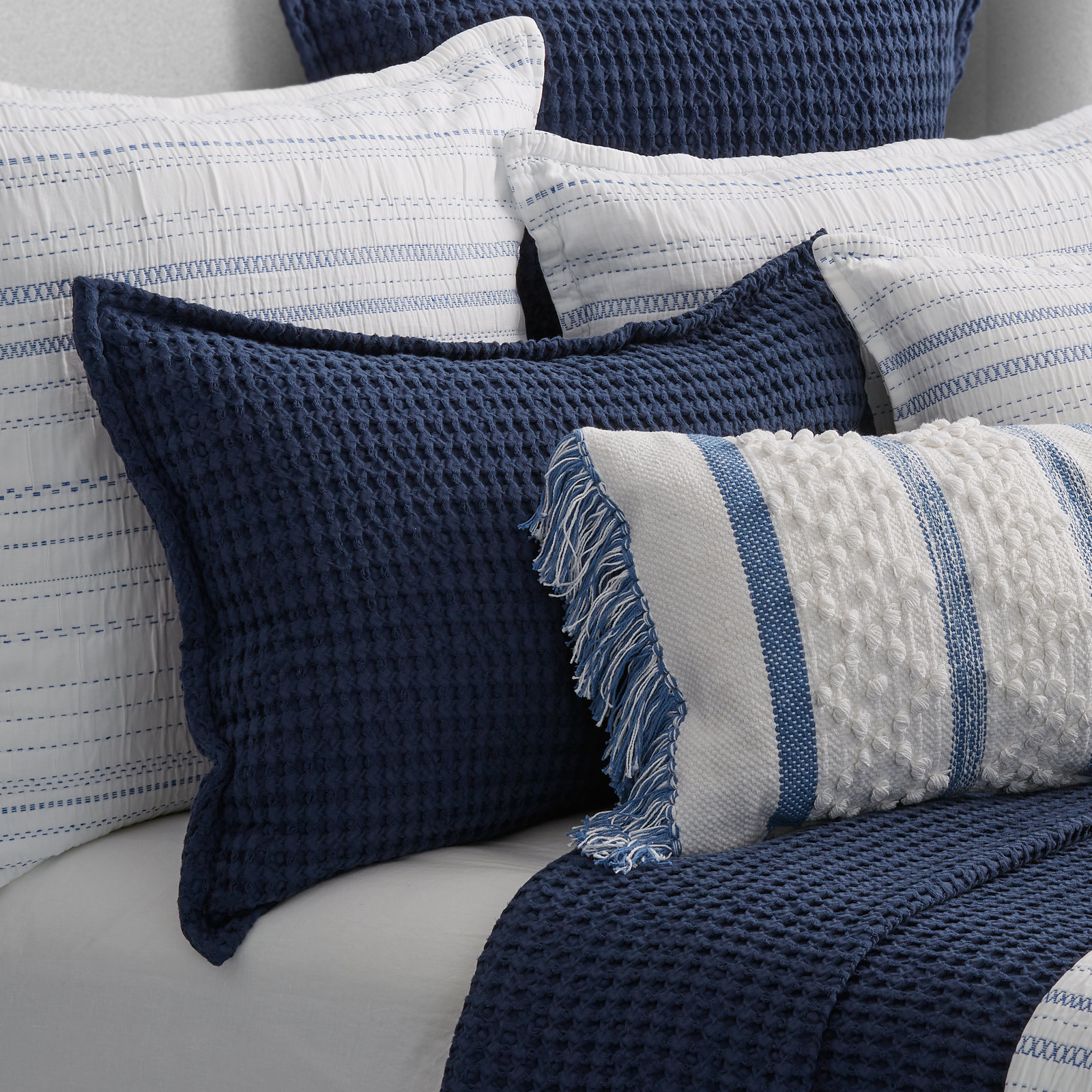 Han Cotton Shams, King, Indigo