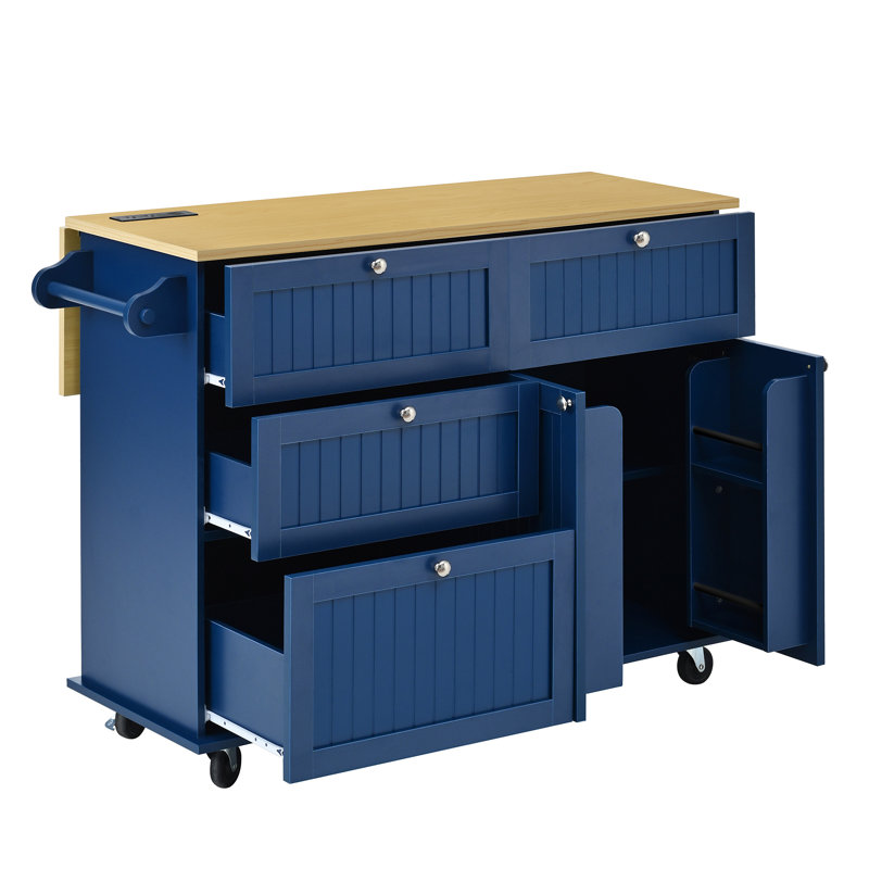 Îlot de cuisine de ferme avec abattant et 2 sièges (tabourets non inclus), Blue