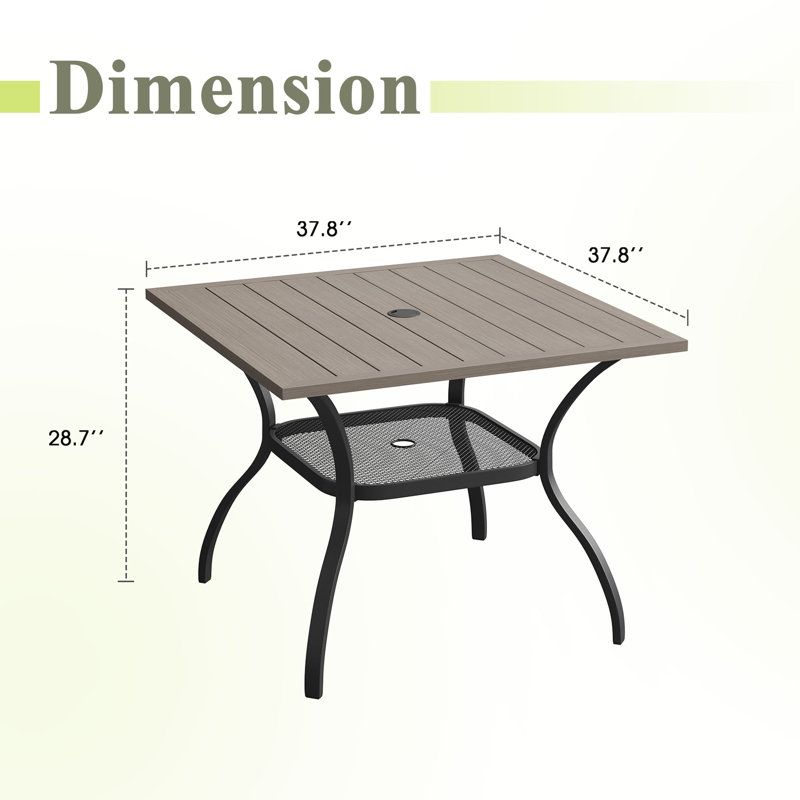 Table de salle à manger carrée extérieure de 96 cm (37,8 po) pour 4 personnes, Bois brossé gris