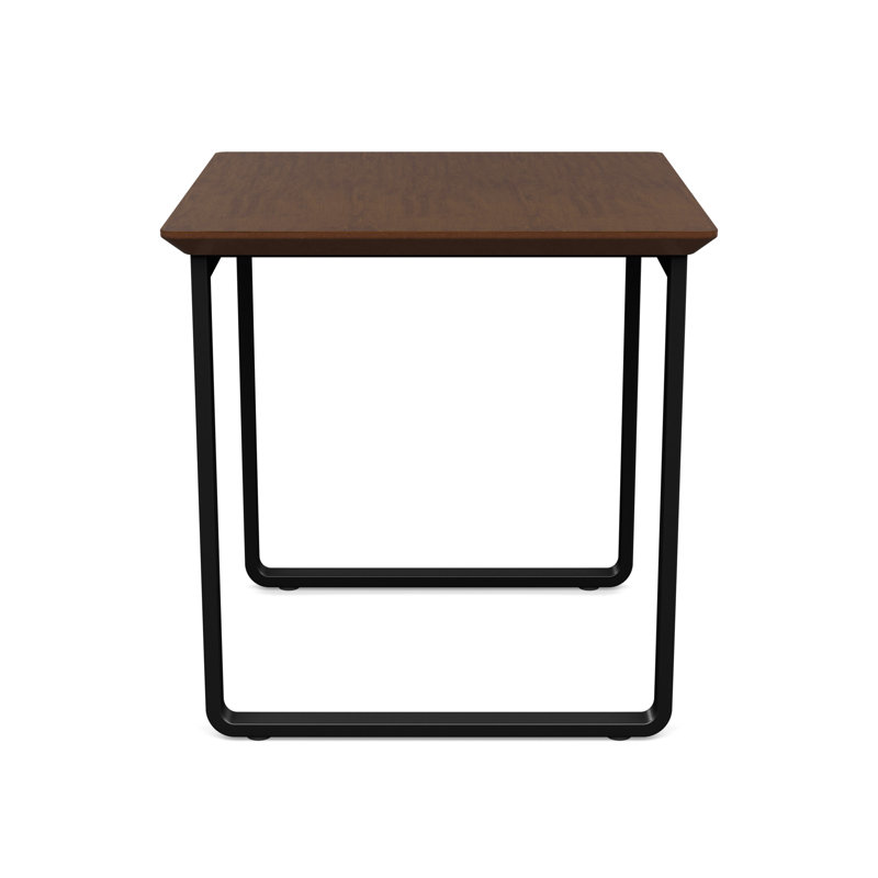 Gansett Waiting Reception End Table Metal Frame 20x20" High Pressure Laminate Top, Black, Cocoa Walnut