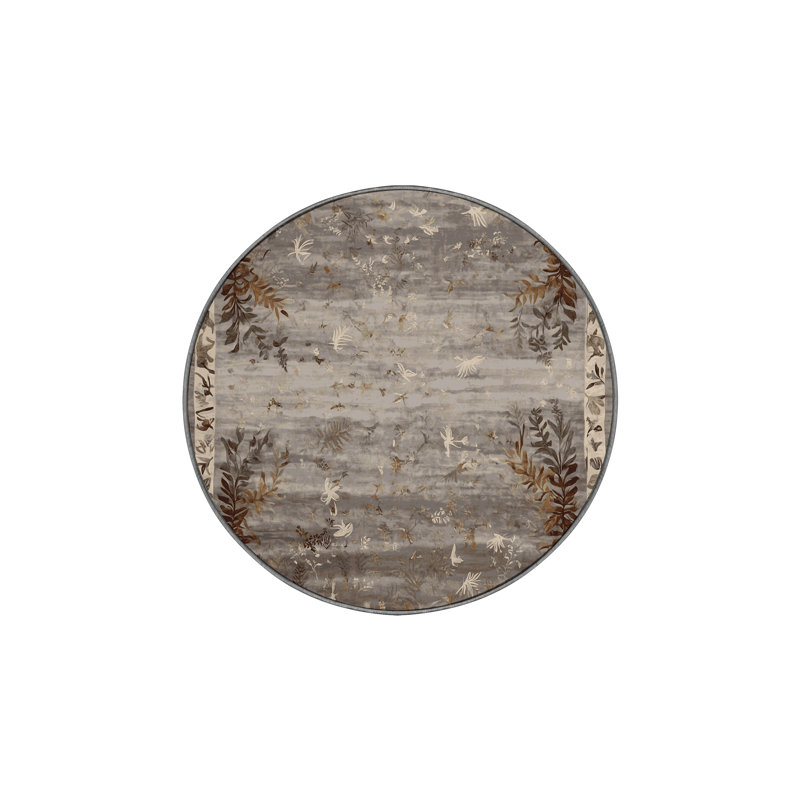 Tapis gris lavable à la machine, Rond 3 pi
