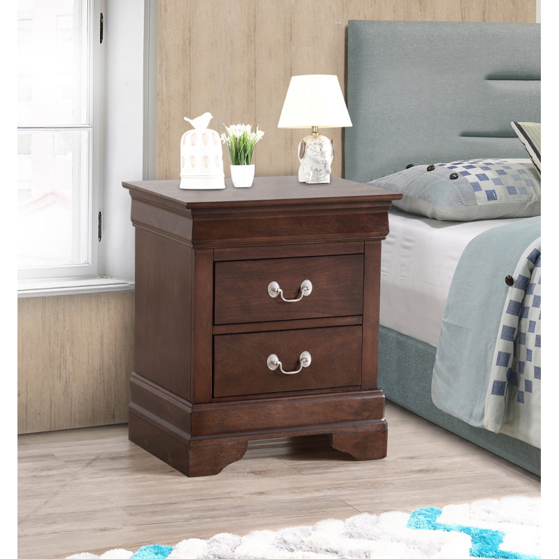 Table de chevet 2 tiroirs Aaleiyah, Brun
