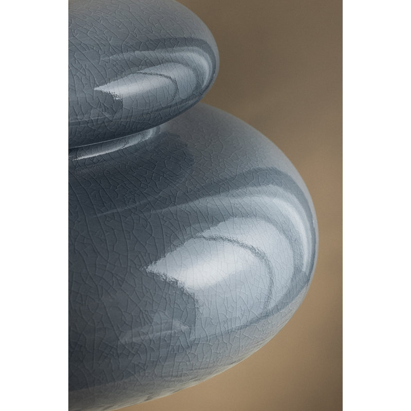 Pia 16" 1-Light Ceramic Shaded Pendant by Hilary Matt x Mitzi, Aged Brass and Ceramic Chateau Crackle