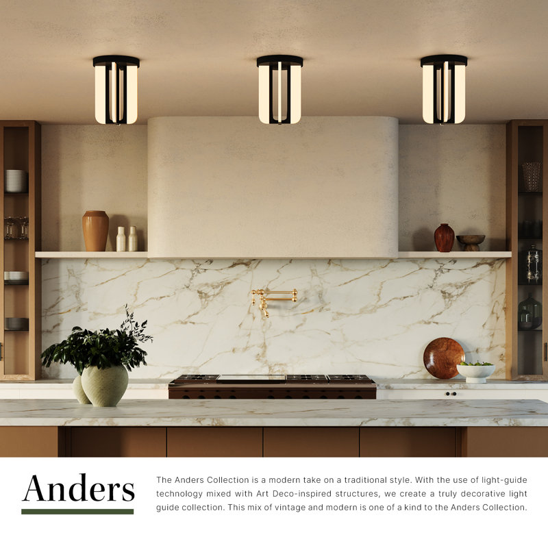 Anders 8-in Black dimmable LED Semi-Flush Mount, Oil Rubbed Bronze