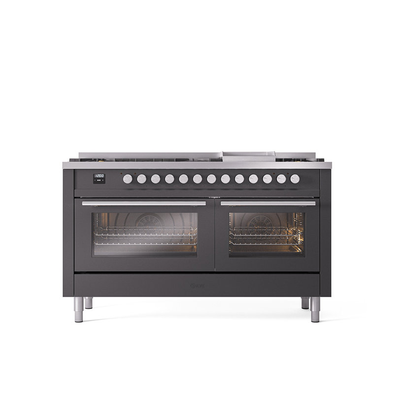 Cuisinière à double combustible ILVE ProfessionalPlus II 60, Propane liquide, Graphite mat