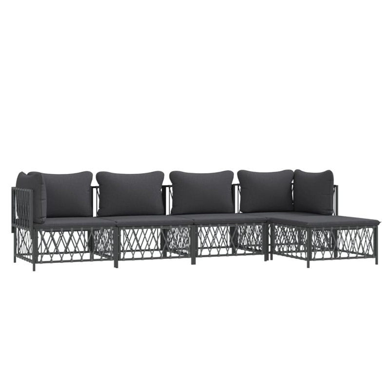 Ensemble de conversation avec canapé et coussins 5 pièces, Anthracite