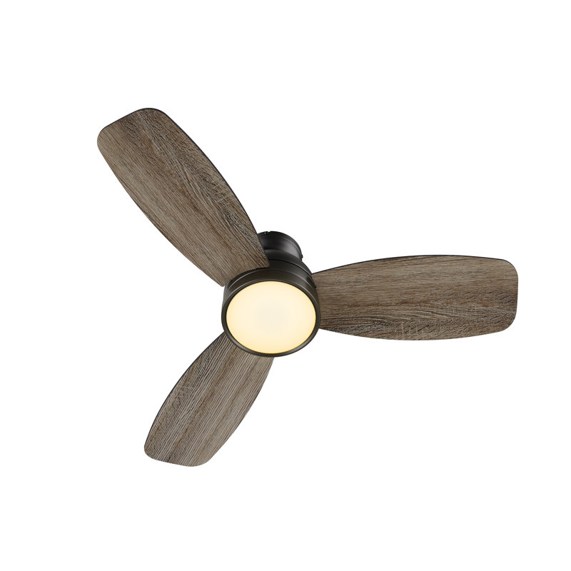 Ventilateur de plafond encastré moderne à 3 pales 44 "avec lumière Irme , Brun, Noir