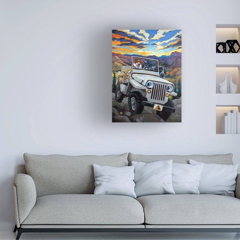 «Watch for Falling Rocks» par CR Townsend - peinture sur toile tendue, H 19 po x l 14 po x P 2 po