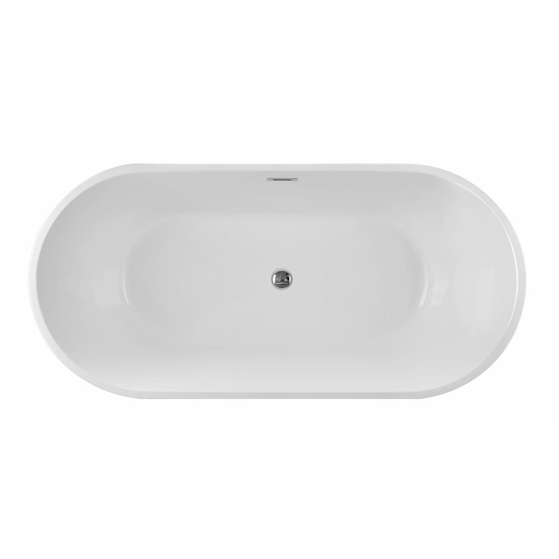 Kingston Brass Aqua Eden 59-Inch Acrylic Oval Double Ended Freestanding Tub with Drain