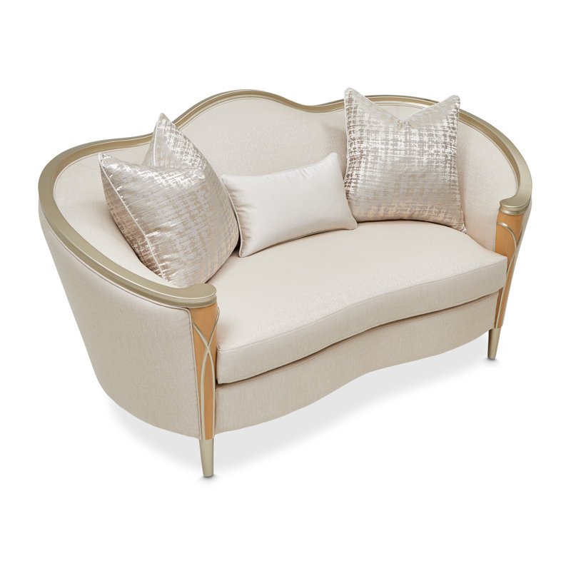Villa Cherie 71'' Round Arm Loveseat, Pearl 100% Polyester