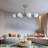 6 Lights Linear Globe Chandelier With Glass Cap