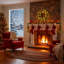 Couronne de Noël en cèdre avec lumières intégrées - vert - porte, mur et foyer