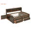 Lit de jour pleine grandeur en bois avec 2 armoires de chevet, tablettes supérieures et 4 tiroirs-118022134