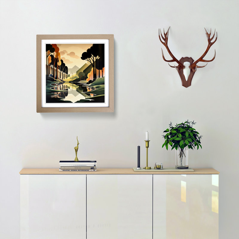 Landscape Art Deco No.2 - Framed Print, Oak
