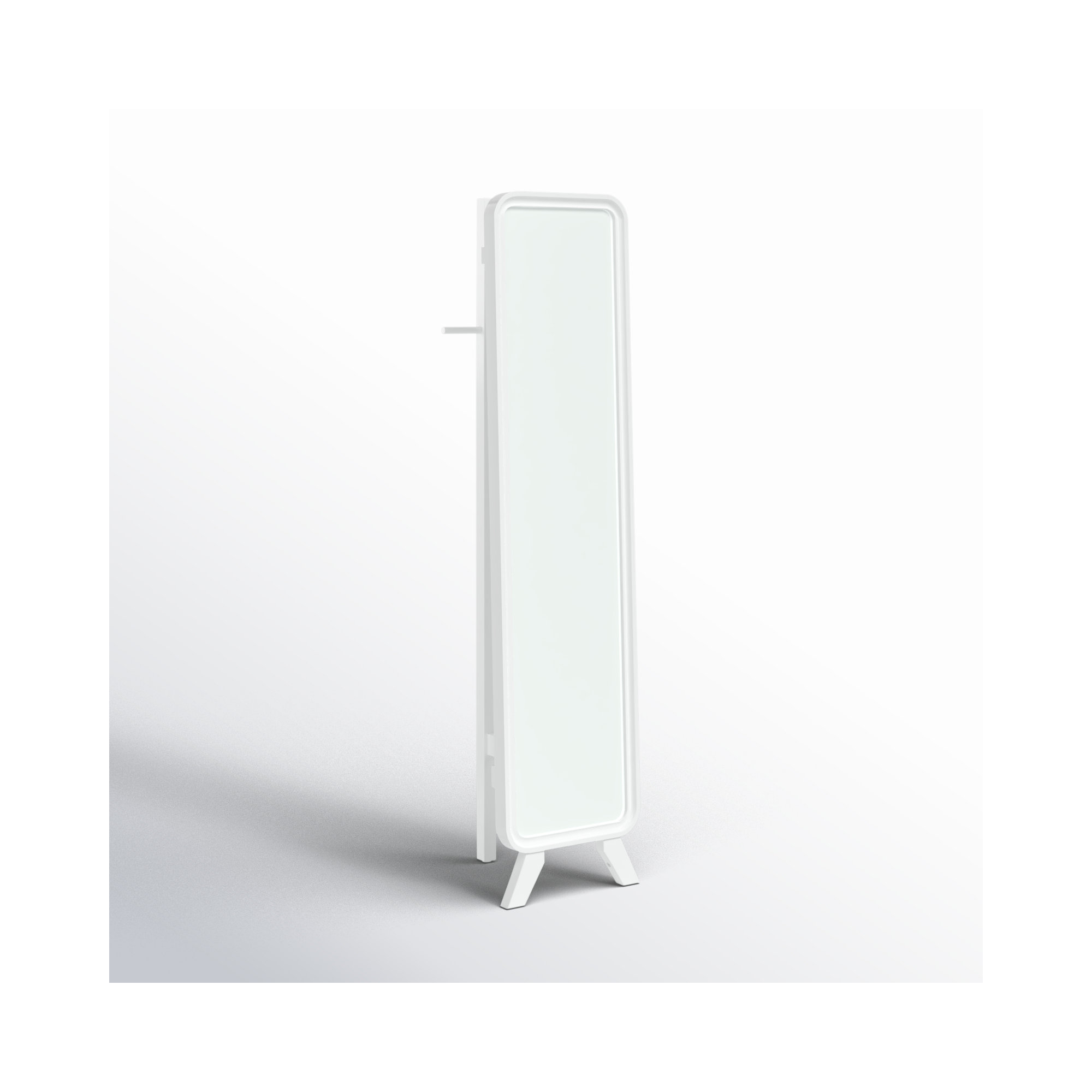 Nery Wood Floor Mirror, White