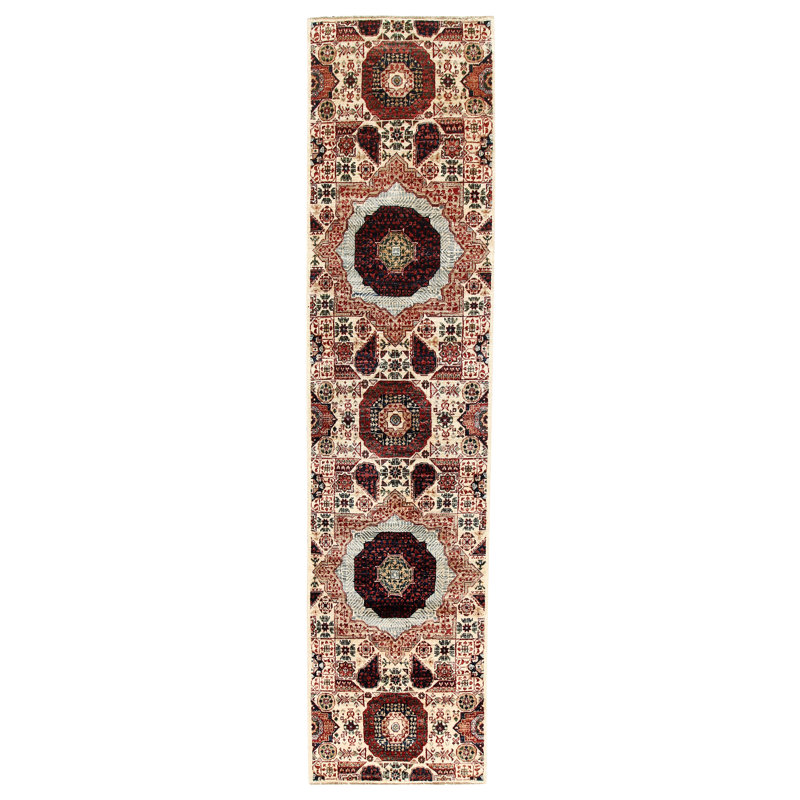 Aryana Hand-Knotted High-Quality Ivory/Red/Navy/Green Runner
