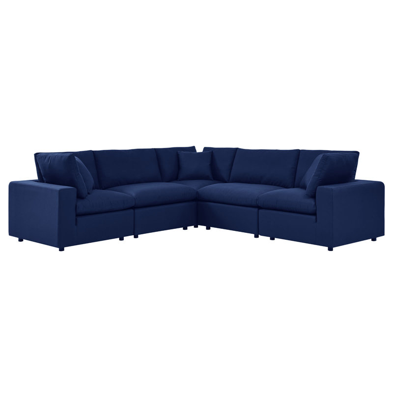 Modway Commix 5-Piece Sunbrella Outdoor Patio L-Shape Sectional Sofa, Navy Sunbrella®