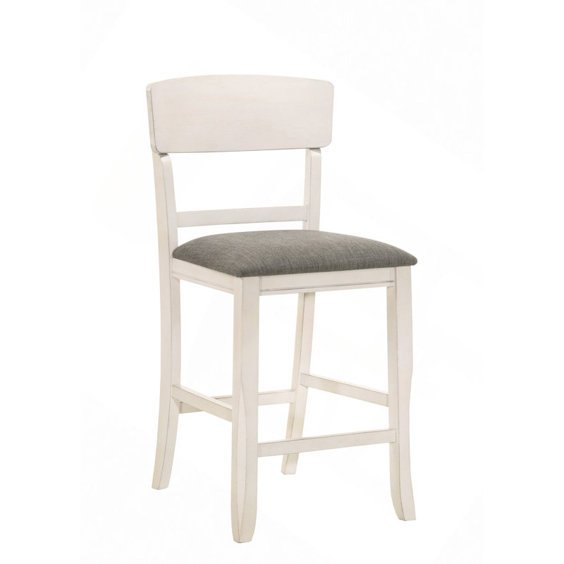 Tabouret de bar rembourré 2 pièces, Gris, Blanc