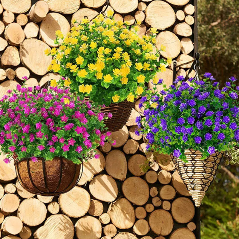 12 pièces de fleurs artificielles résistantes aux rayons UV, Rose