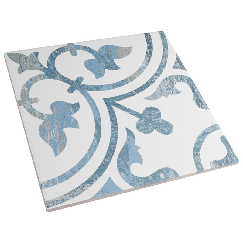 Cassis Arte 10" x 10" Porcelain Patterned Wall & Floor Tile, Blue