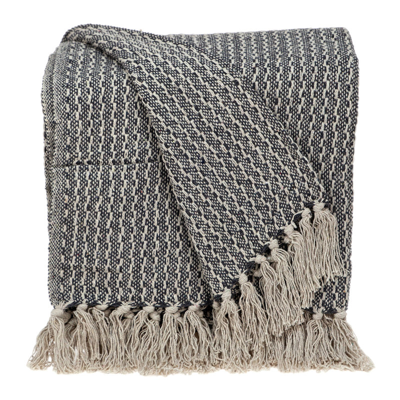 Jeté réversible en coton matelassé beige et noir