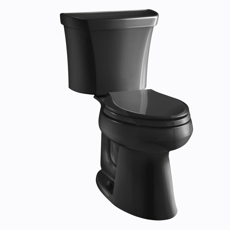 Highline Classic Comfort Height 2 Piece Elongated 1.0 GPF Toilet with Pressure Flush Technology, Right-Hand, Yes, Black Black