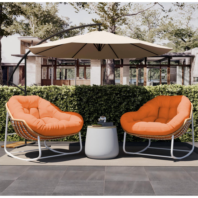 Chaise d'extérieur Cini, Orange, Blanc/naturel
