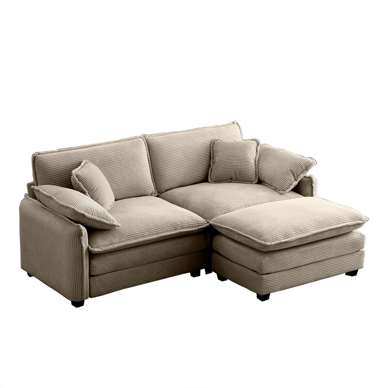 Canapé modulaire rembourré, H 33,85 po x l 81 po x P 34,25 po, Chenille blanche