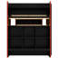 Lit superposé double en bois avec bureau, DEL, tablettes de rangement, station de charge, noir