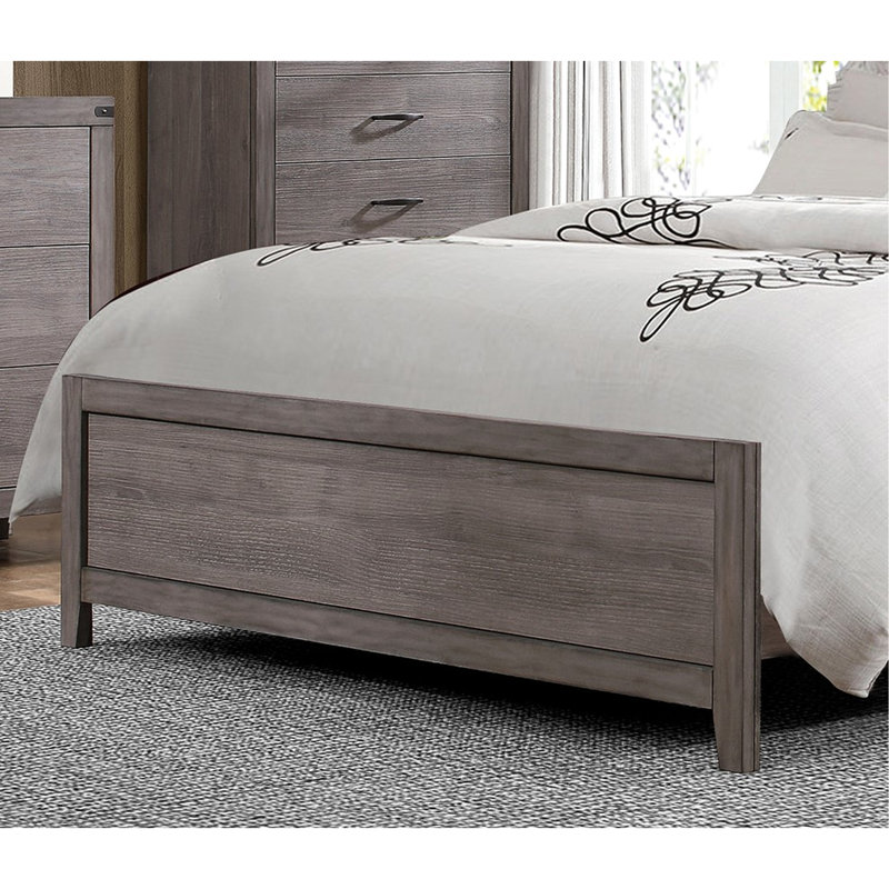 Lit à panneaux avec revêtement en similicuir gris brunâtre - Tête de lit de style moderne pour chambre principale, Lit double