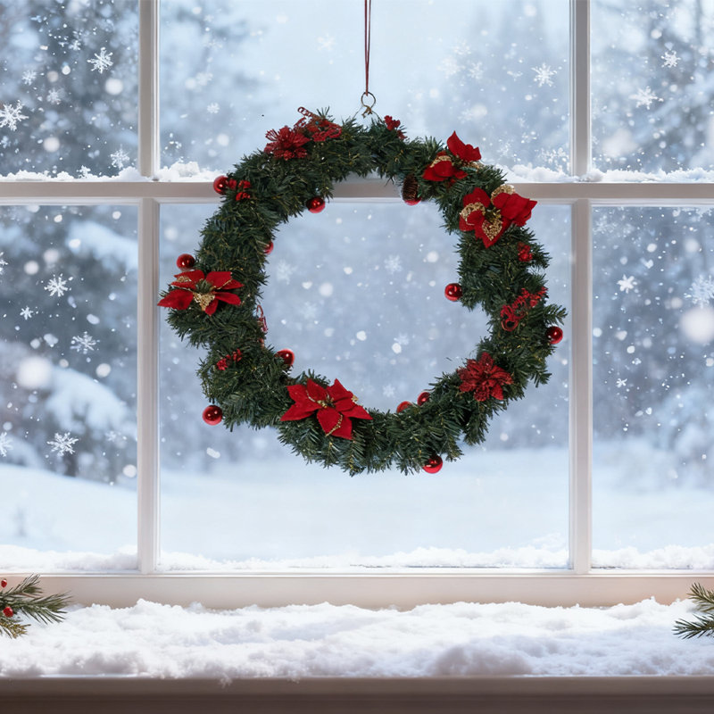 Lighted Wreath, Red