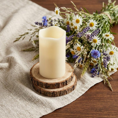 Bougie colonne sans flamme 6 po ivoire