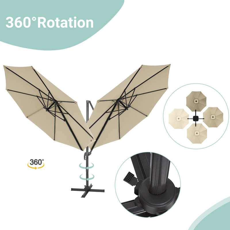 Parasol en porte-à-faux 11 pi Akevia, Brun clair