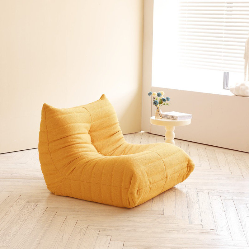 Abbie 34.2'' Sofa Lazy Sofa Bean Bag Chair Floor Sofa for Living Room Bedroom, Yellow Boucle