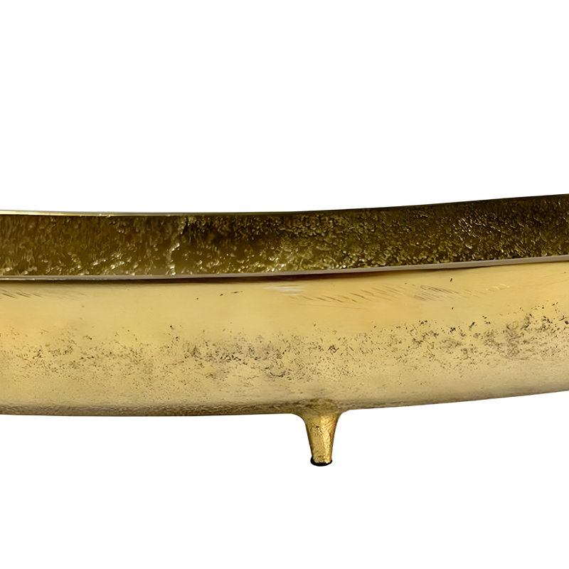 Long Narrow Aluminium Decorative Bowl, Silver, Gold, 7cm H x 60cm W x 10cm D
