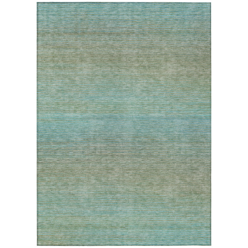 Tapis bleu sarcelle lavable à rayures 8 pi x 10 pi bleu sarcelle