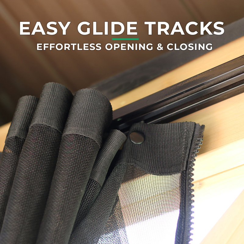 10' x 10' Meridian Pavilion Mosquito Mesh Kit  Premium Phifer UV-Resistant Mesh with Easy Glide Tracks and Full-Length Zippered Panels