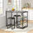 Ligon 3-Piece Kitchen Bar Table Set with Faux Marble Top, Storage Shelves & PU Leather Stools — Small Space Dining Set-2118718262