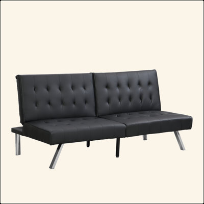 Structure en bois, repose-pieds en acier inoxydable, futon, canapé en similicuir