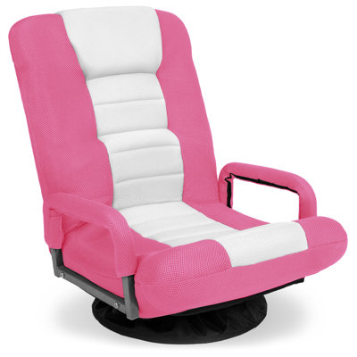 Alba 360-Degree Swivel Gaming Floor Chair w/ Armrest Handles, Foldable Adjustable Back