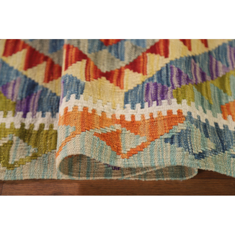 Tapis géométrique en laine pour vestibule Kilim