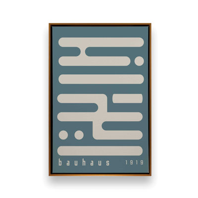 Tempête bleue Bauhaus, circuit imprimé minimaliste II dans un cadre doré, 48 po x 32 po