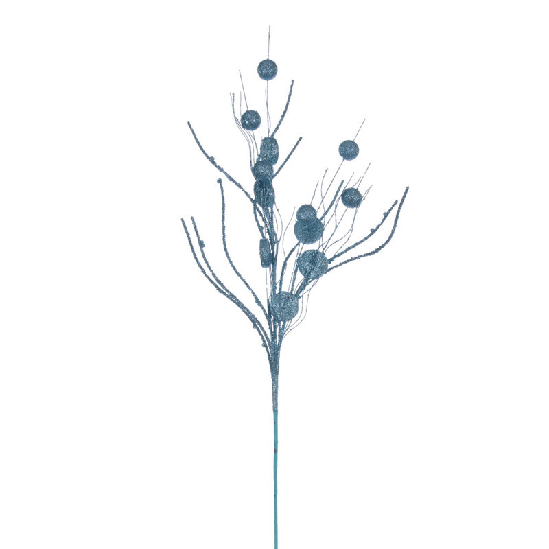 Vaporisateur de 33 po Ball and Coin Glitter Twig, 6 par sac., Bleu pastel